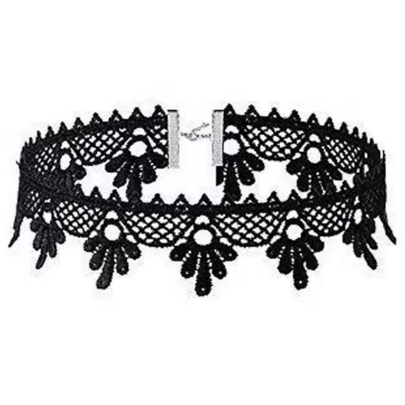 Floral Victorian Lace~ Vintage Delicate Feminine Mesh Black Gothic Collar Choker - Picture 2 of 5